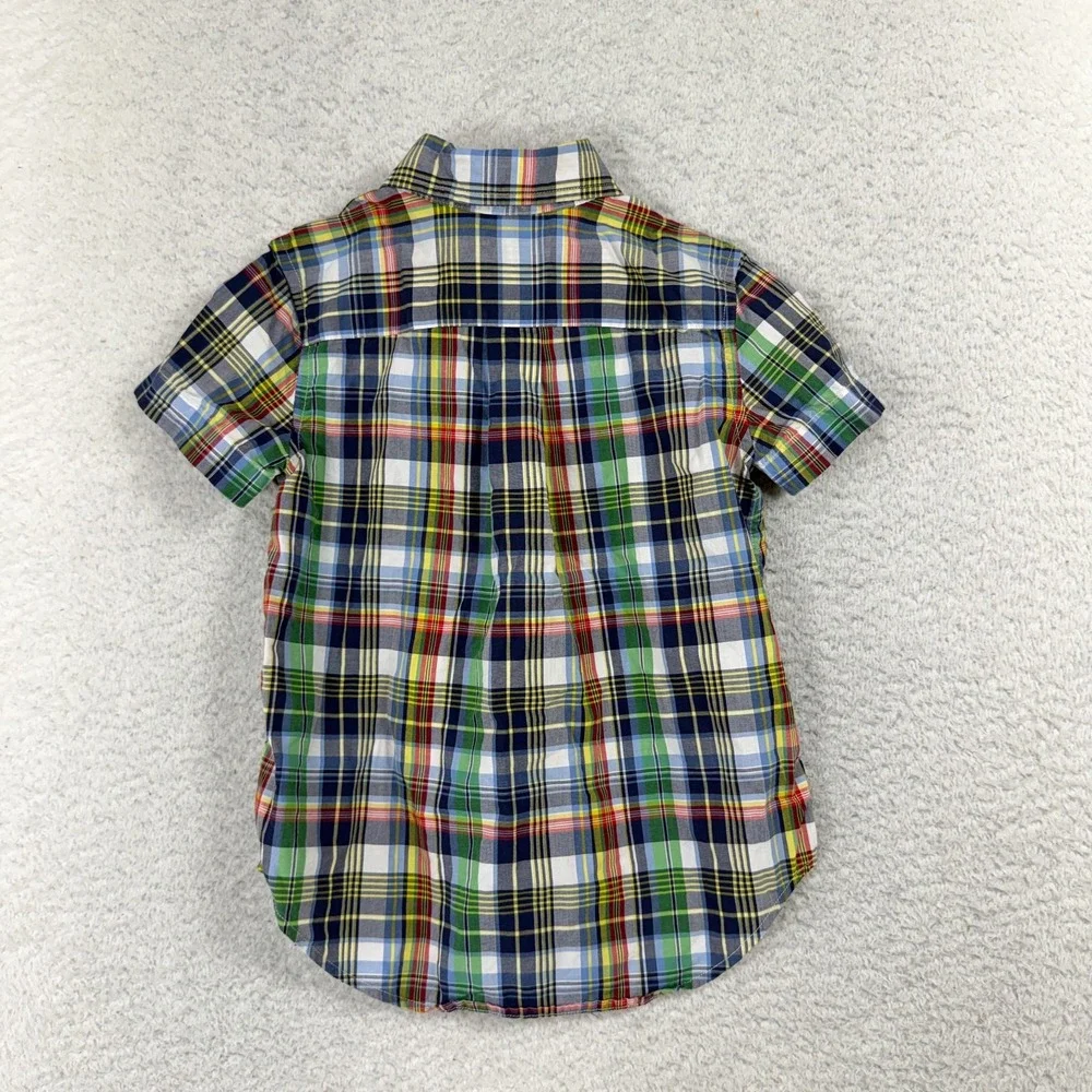 Ralph Lauren Kids Button Down Shirt Plaid Short Sleeve Size 4 4T Church Dressy
